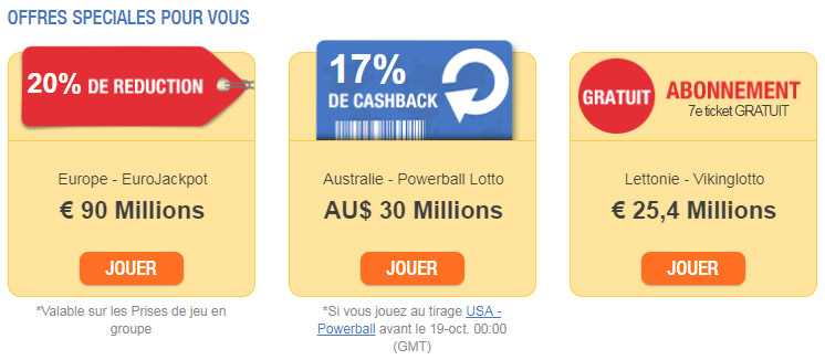 Offre post-achat suite à l'achat d'un package Premium pour le Megamillions du 23 octobre 2018